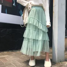 Новое поступление, осенняя многослойная юбка-пачка, юбка-американка с завышенной талией, нестандартная плиссированная юбка средней длины, сетчатая юбка