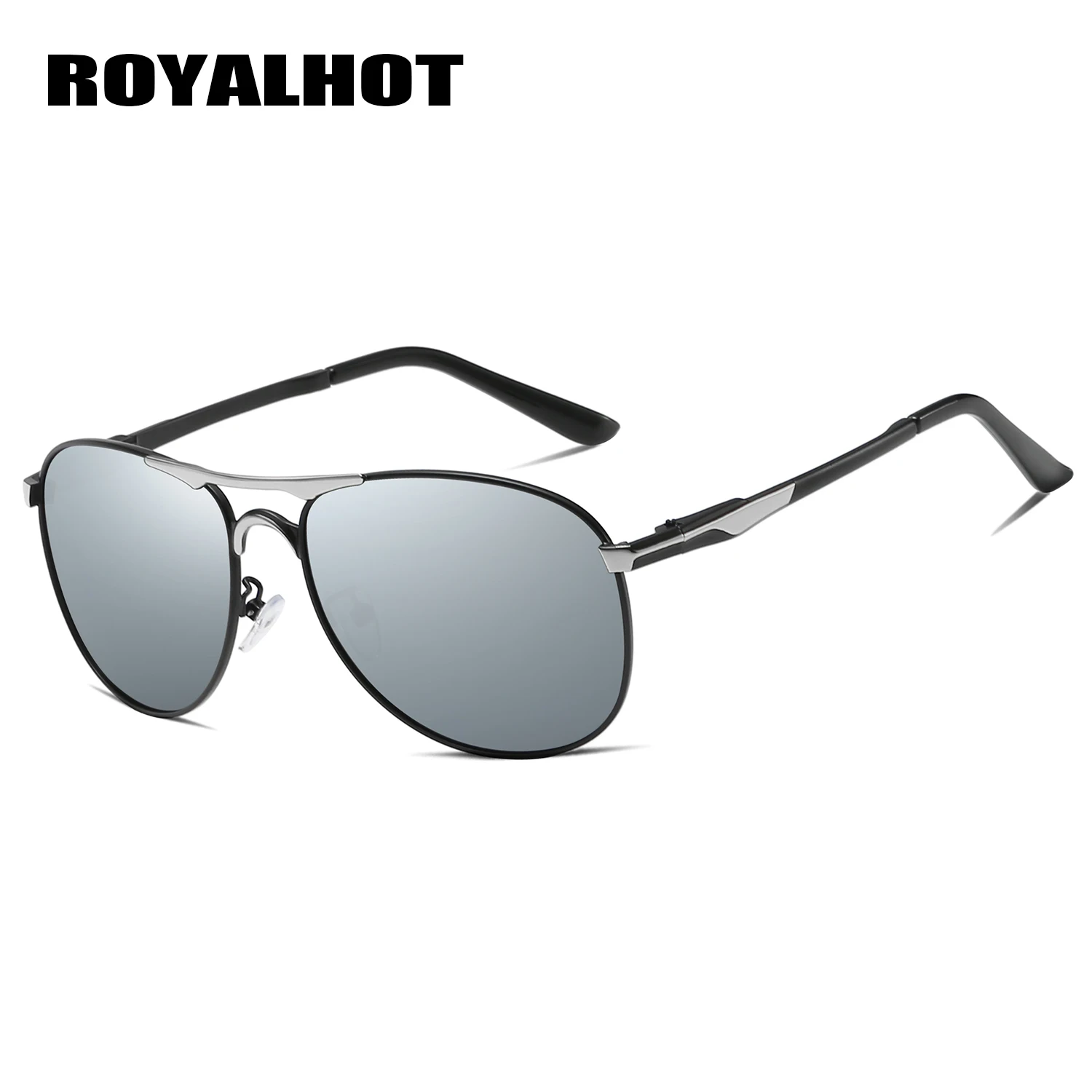 RoyalHot, мужские, женские, поляризационные, сплав, овальная оправа, солнцезащитные очки, для вождения, солнцезащитные очки, оттенки, Oculos masculino, мужские, p60016 - Цвет линз: black silver