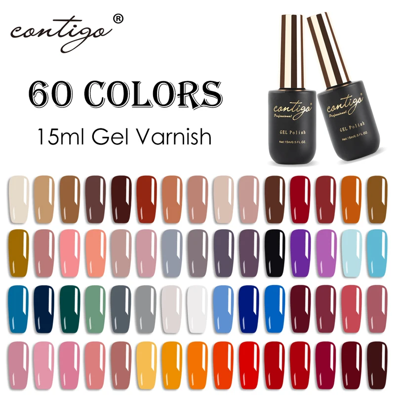 Contigo UV Led Gel Varnish Rubber Base Semipermanent Matte Top and Thick Nail Base Coat Soak Off Hot Sale Gel Polish for Nails 3
