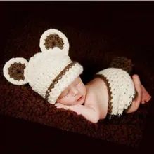 Couverture de couche culotte tricotée à la main, costume de bébé, photographie, costume, Cosplay 3D en forme d'ours, cadeaux de fête costumée 