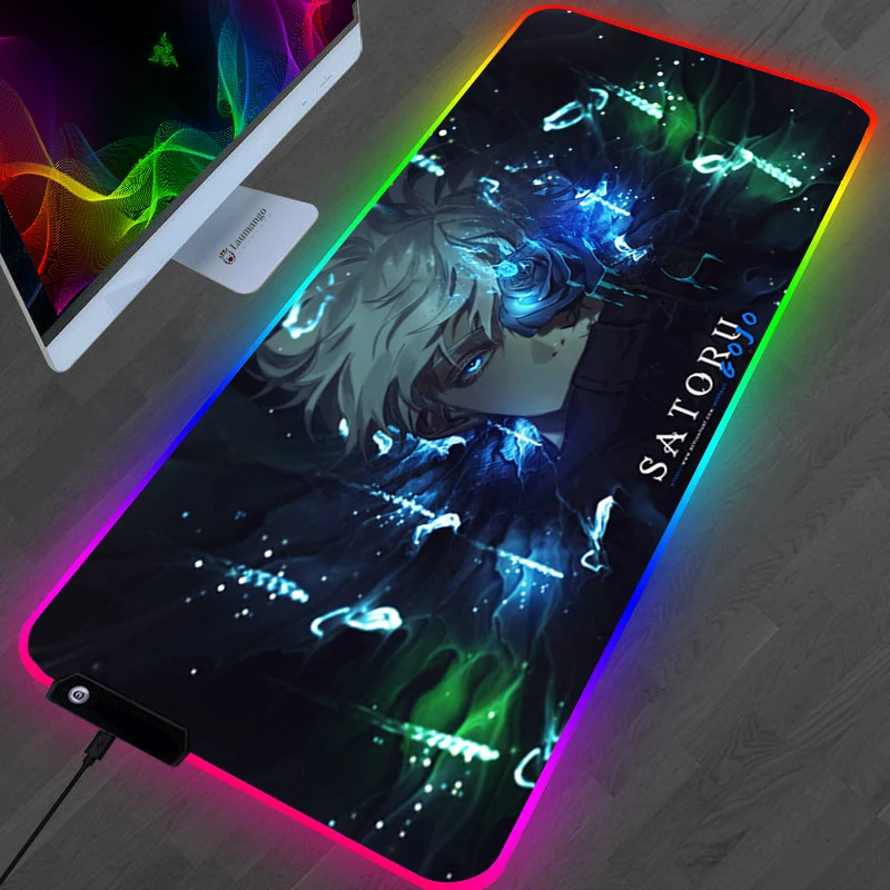 Цветная (RGB) Jujutsu кайсен коврик для мышки с аниме Gojo Satoru стол PC Gamer компьютер XL Varmilo