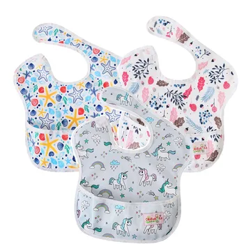 

3 Pack Waterproof Baby Bibs Adjustable Baby Girl Clothes New Ohbabyka Patterns Print Newborn Bibs Newborn Reusable Baby Suff
