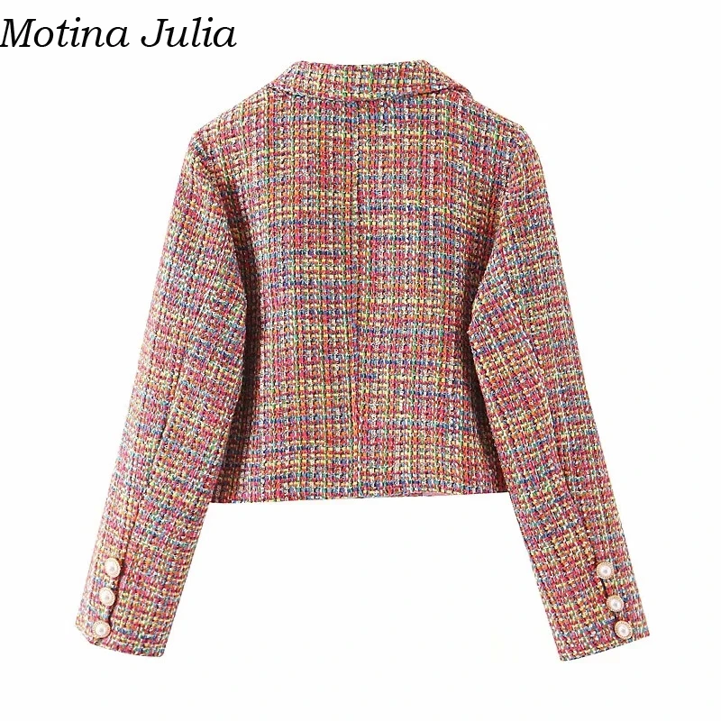 Motina Julia, отложной воротник, твидовая юбка, костюм для женщин, осенняя Повседневная куртка с жемчужными пуговицами, юбка, костюмы, зимняя теплая шикарная верхняя одежда