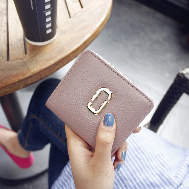 

New small wallet ladies leather short wallet ultra-thin simple small fresh leather card wallet
