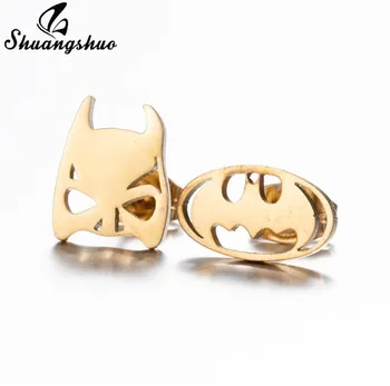 

Shuangshuo Minimalist Stainless Steel Hero Earrings for Women Men Cartoon Jewelry Fashion Batman Stud Earrings Pendients 2020