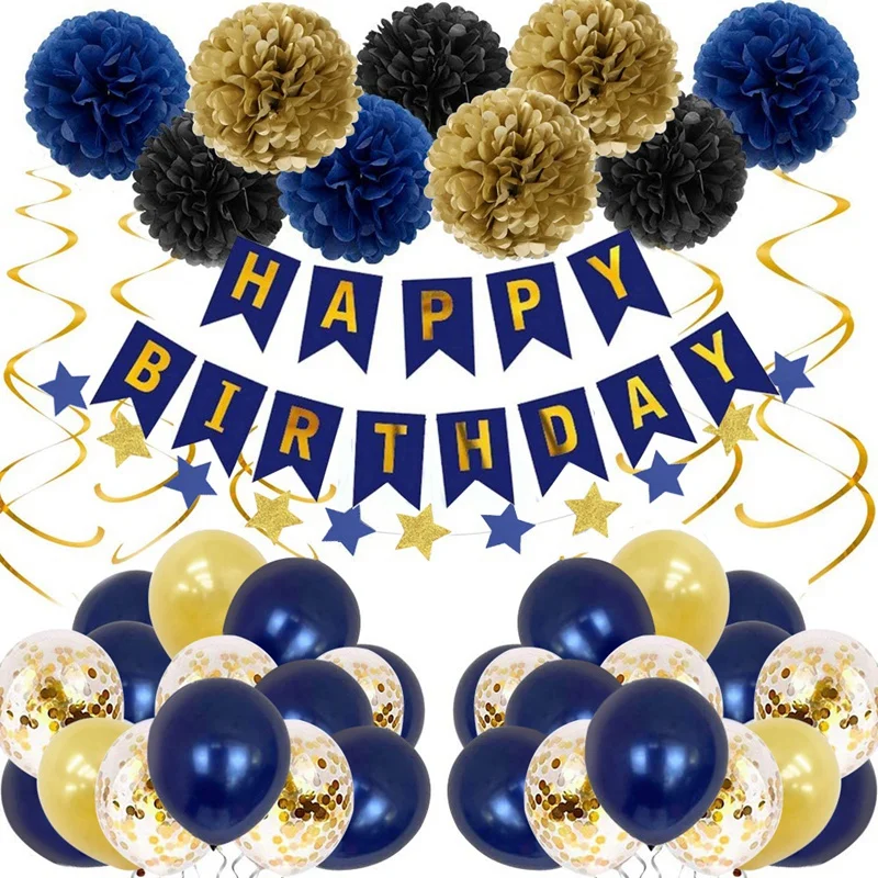

Birthday Decorations , Birthday Balloons for Happy Birthday Banner with Start Bunting, Birthday Party Decorations