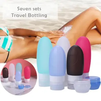 

7pcs Portable Silicone Travel Bottle Practical Emollient Water Emulsion Essence Set Leakproof Shampoo Shower Gel Container