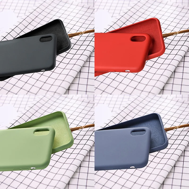 

Matte Liquid Silicone Case For iPhone 8 7 6 s 6s Plus Cell Phone Case For Apple X XR XS Max 10 Solid Color Soft Cover Etui Coque