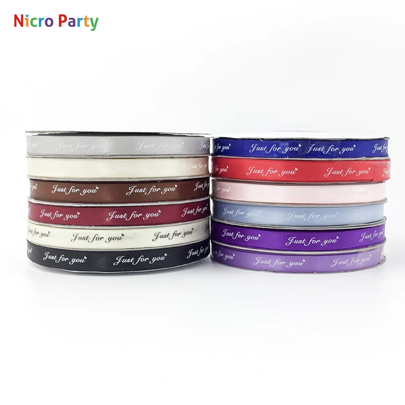 

Nicro 50 Yard 10mm 3/8" Romantic Gift Packaging Belt Just For You Printed Ribbon Tapes DIY Sewing Wrapping Accessories #Oth192