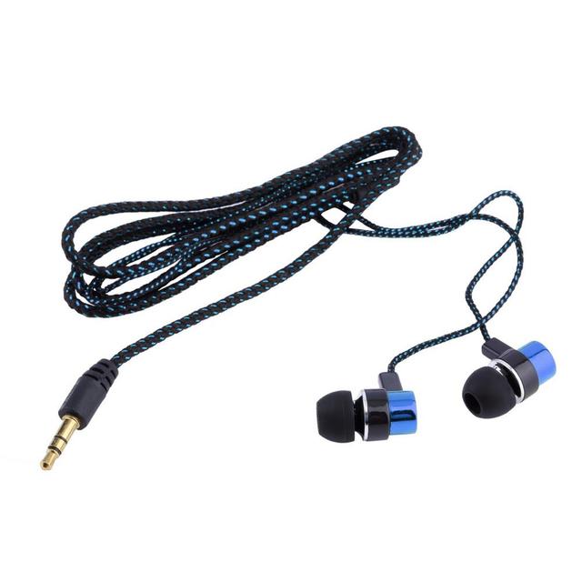 Stereo Woven Fiber Cloth Line Headset Device Metal Earphones Jack Wholesale