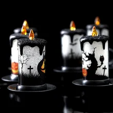 Фестивальный светодиодный светильник-свеча, беспламенный камин, украшение стола, Тыквенные огни, фестиваль призраков, красочные мини-привидения
