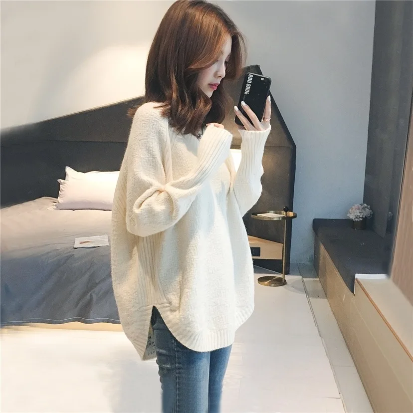 

2019 Autumn and Winter New Style Korean-style Loose Laziness Wind Pullover Sweater Female Fashion Early Autumn Base Sweater Tops