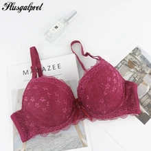 Plusgalpret Lace Flower Embroidery Bra Adjusted Underwear Comfortable Push Up Bras for Women Lingerie Sexy Underwired Bralette