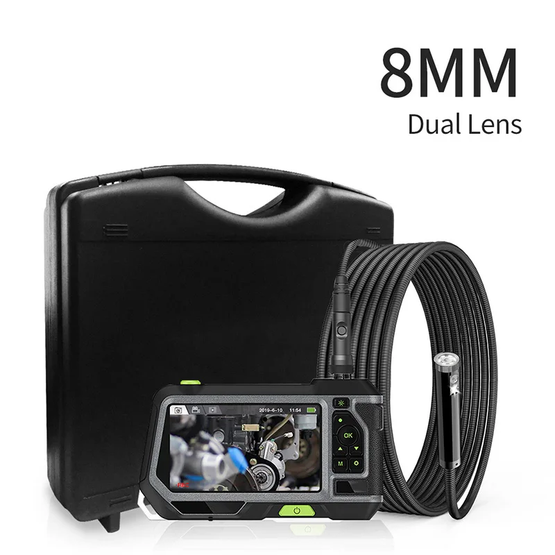 NTS500 5.5mm Dual & Three Lens Industrial Endoscope 2.0MP Inspection Camera 5 Inch 1280P HD LCD Waterproof Borescope with 6 LED 