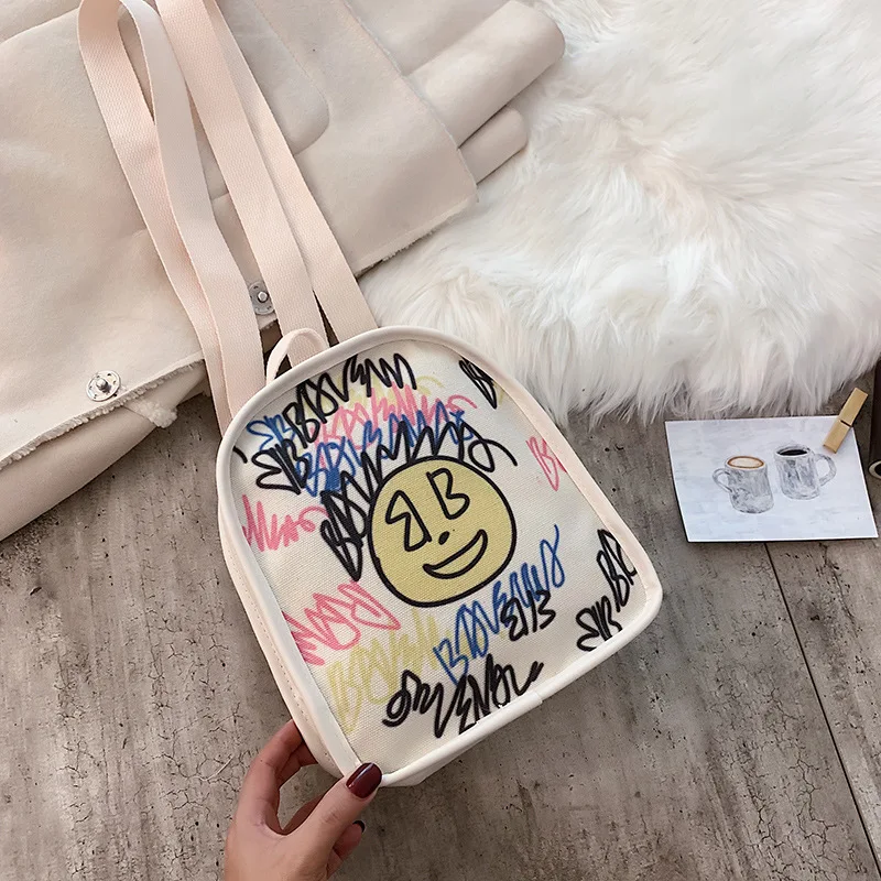 

Canvas Backpack Women's 2019 New Style Japanese-style Students Small Bookbag INS Super Fire Cute Cartoon Mini Backpack