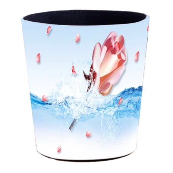 

25 X 20 X 27cm 10L Waterproof Leather Trash Bin Waste Container Garbage Can Office Trash Cans Paper Basket - Plum Type