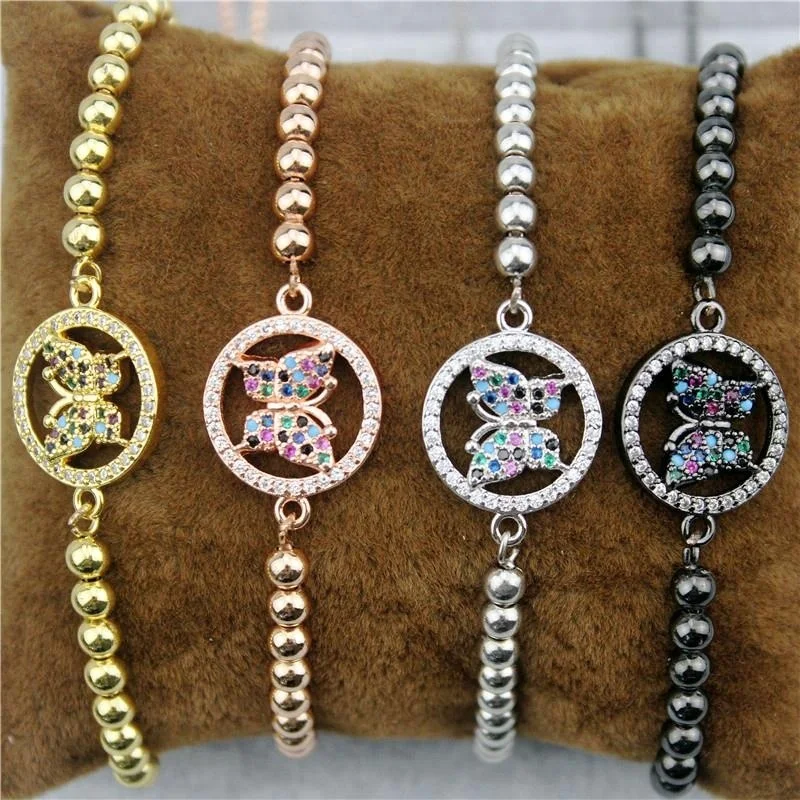 Регулируемый 10 шт./лот Модный cz браслет, cz Бабочка Шарм, Нежный Циркон инкрустация разъем браслет, дешевые популярные ювелирные изделия