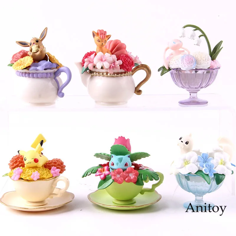 

Floral Cup Collection Dewgong Eevee Vulpix Venusaur Mew Mini PVC Action Figures Toys Decoration Dolls 6pcs/set