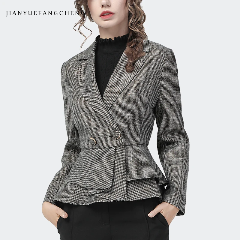 french-style-vintage-fashion-women-blazer-short-coat-2021-autumn-new-elegant-fitted-waist-female-plaid-jacket-tops-for-work