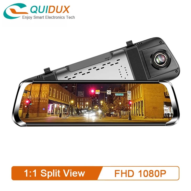 

Quidux Car DVR 9.35 Inch IPS Touch Screen Rearview Mirror Dual Lens FHD 1080P Drive Recorder G-sensor Nightvision Dash Camera