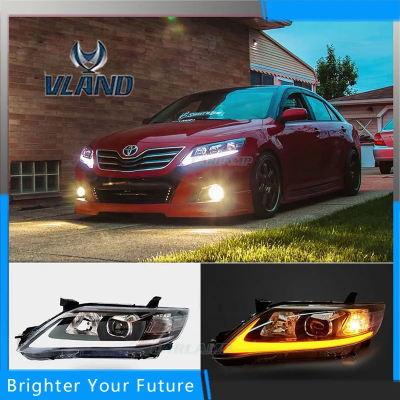 Передние фары для Toyota Camry 2010 2011 светодиодный головной фонарь в сборе DRL L + R с