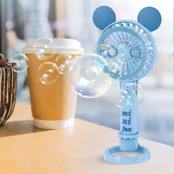 

Portable Cute Cartoon Colorful LED Bubble Blower Summer Cooling Fan Kids Toy Mini Portable Cartoon Hand Pressure Fan Summer