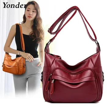 

Yonder Soft Leather Woman Messenger Shoulder Crossbody Bags For Women 2020 Luxury Handbags Women Bags Designer Sac A Main Wine