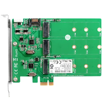 

3-Port M.2 SSD (NGFF) Adapter Card - Supports 1X PCIe to M.2 B-Key Adapter Raid Card Sata SSD Convert Card