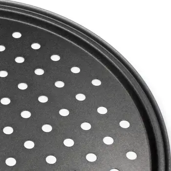 

1pcs Flat Tray Oven Punch Carbon Steel Baking Dish Kitchen Tray Solid Home End Pizza Dish Film Heat-resistant Hard Non-stic F3G6