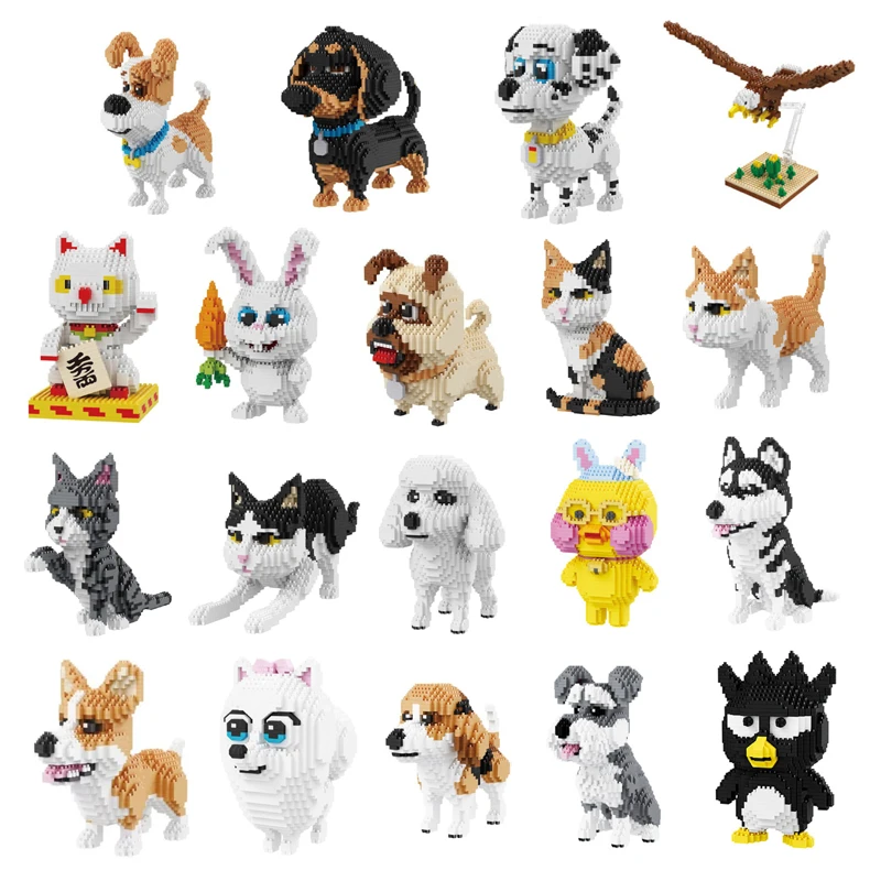 

Balody Husky Corgi Schnauzer Dog Persian Cat Eagle Bird Rabbit Duck Animal Pets Mini Building Diamond Small Blocks Toy no Box