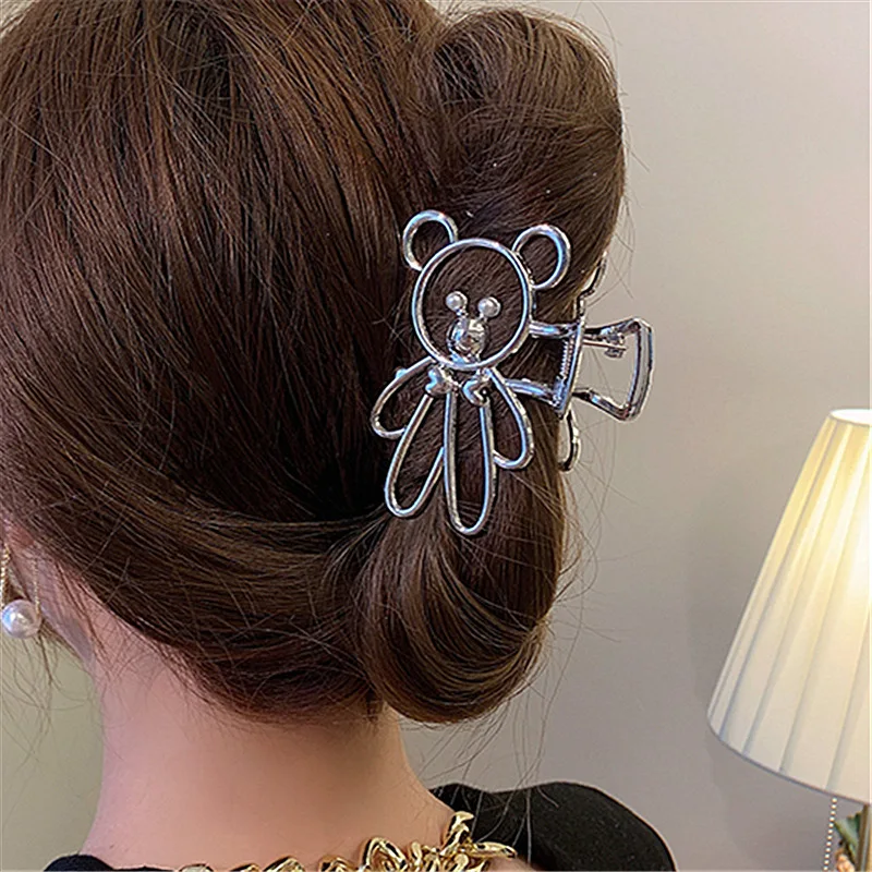 hair band for ladies Personality geometric design liquid shape claw-style hairpin female special-shaped disc hair strong non-slip big grasping clip pearl hair clip Hair Accessories