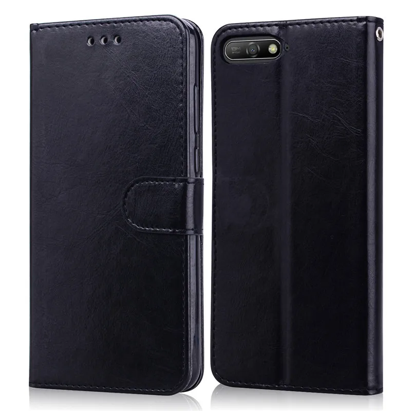 Y6 2018 Black Huawei Y6 чехол для huawei Y6 Prime чехол кожаный бумажник флип чехол для huawei Y6 чехол для телефона Coque Funda - Цвет: Y6 2018 Black