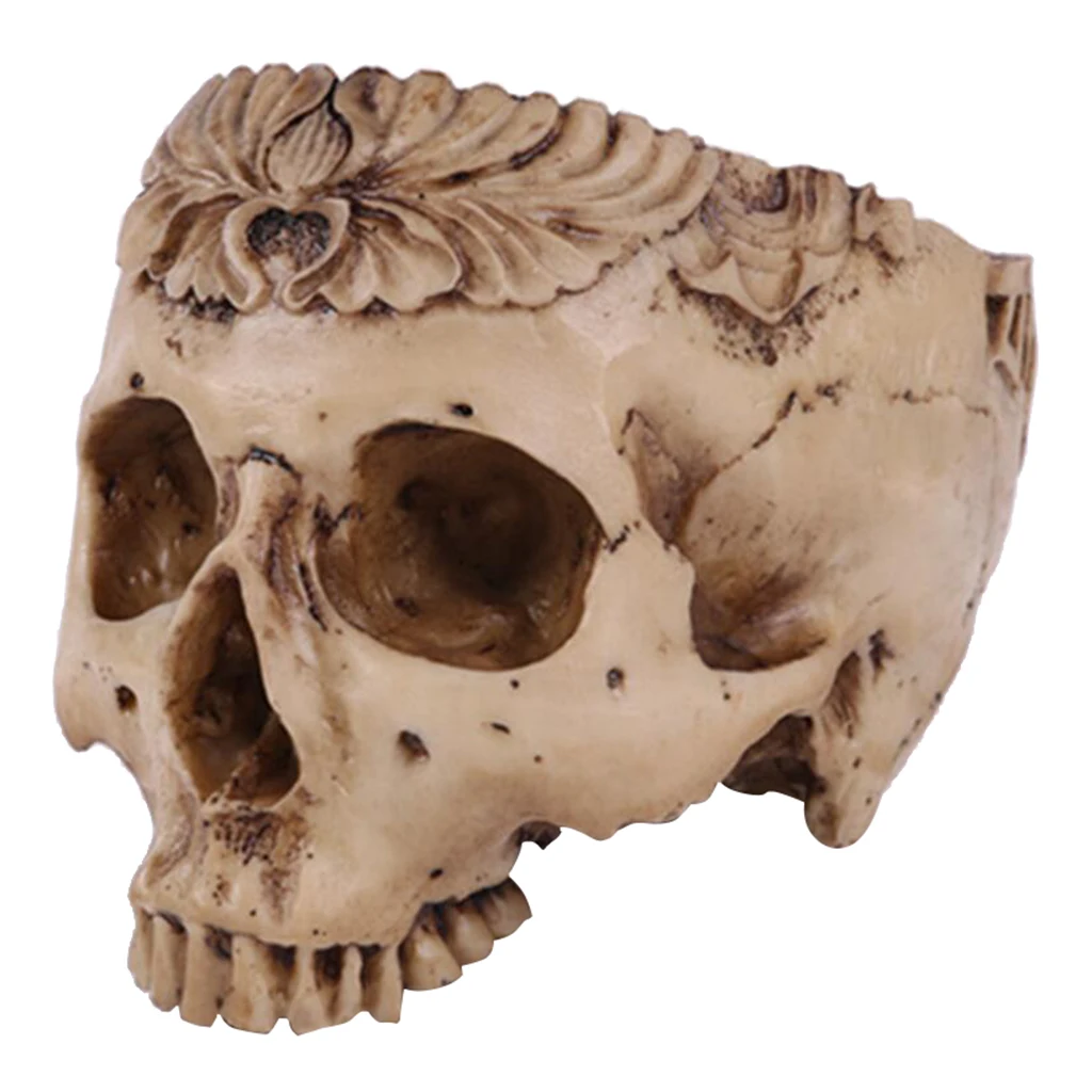 Resin Skull Head Shped Flower Pot Halloween Scene Decoration 