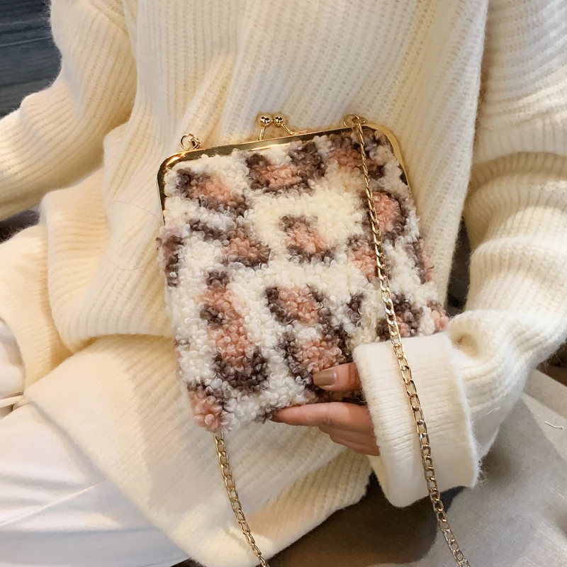 

Elegant Female Contrast color Bucket bag 2019 Fashion New Quality Wool Women's Designer Handbag Chain Shoulder Messenger Bags