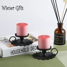 2Pcs Nordic Retro Metal Candlestick European Style Wrought Iron Taper Candle Holder Stand with Handle for Desktop Decor