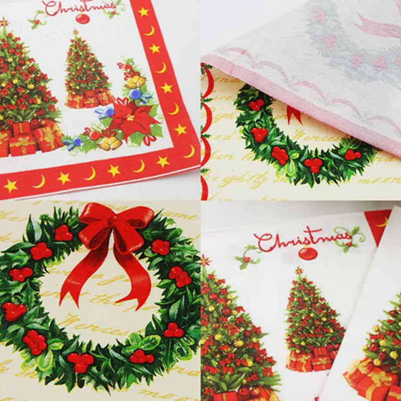 20PCS/set Napkins Disposable Garland Printed Graphic Tissues Serviettes Hand Paper For Christmas Baby Shower Birthday Decor