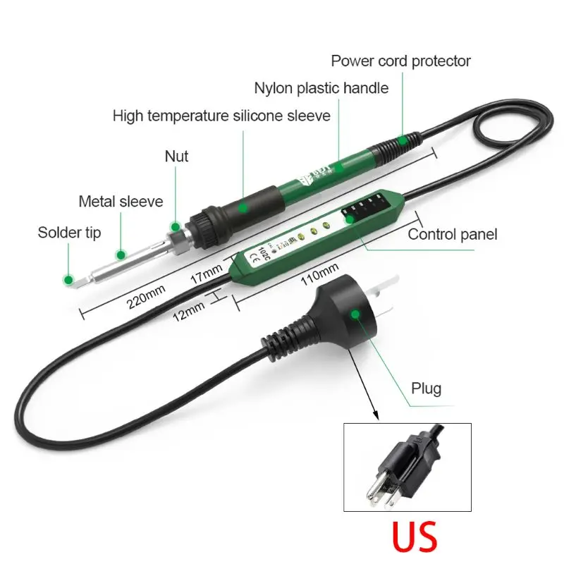US Electric Soldering Iron Pen 220V 110V 90W EU/US Plug Welding Repair Tools M7DA - Цвет: US