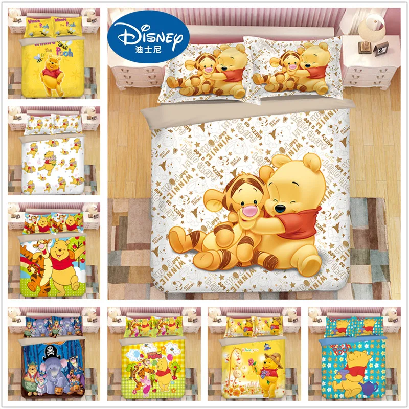 

Disney Winnie the Pooh bedding set twin size duvet cover for kids bedroom decora boys double bed set single queen king bedspread