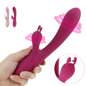 G Spot Rabbit Vibrator Clitoris G-spot Stimulation Waterproof Dildo Vibrator 10 Powerful Vibration 2 Motor Massager for Women 1