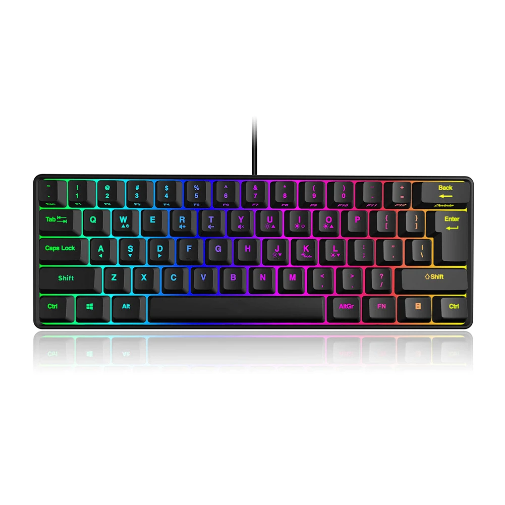 60% Проводная игровая клавиатура ультракомпактная мини-клавиатура с RGB-подсветкой