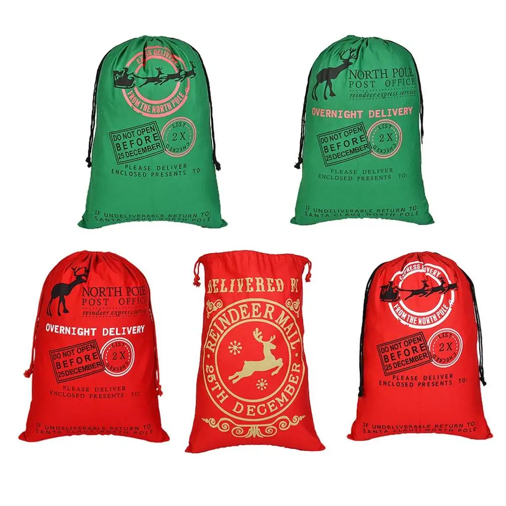 

Environmentally Friendly Christmas Must-have Cotton Canvas Bag Custom Christmas Gift Shopping Bag Red Christmas Bag