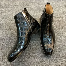 Botines de cuero sintético con cremallera lateral para hombre, botas informales de negocios estilo Chelsea, tendencia clásica, HL109