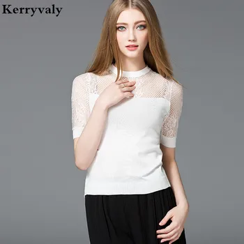 

Summer Hollow Short-Sleeved White Knitted Shirt Ropa Mujer Verano 2020 Korean Style Slim Thin Sweater Women Tops D3619316