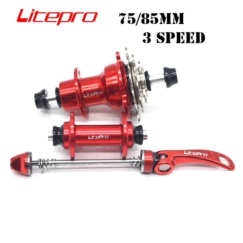 

LITEPRO 14/16 Inch Folding Bike Hubset Front Rear V Brake Hub Set 74mm/85mm 20H 3 Speed Freewheel Hubs Black/Silver/Red