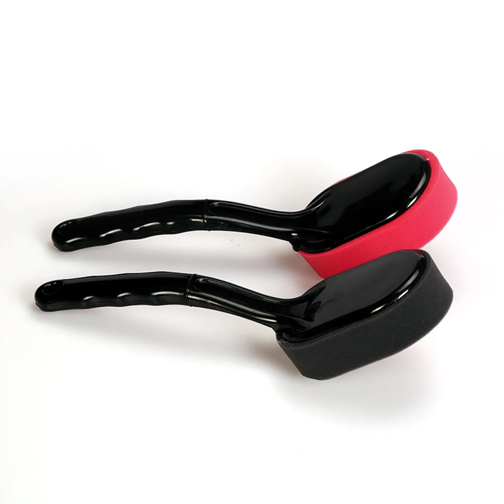 

SPTA Car Wheel Car Tire Waxing Applicator Coating Sponge Brush Black Red Car Waxing Sponge Brush Replaceable Cleaning Hand Pad