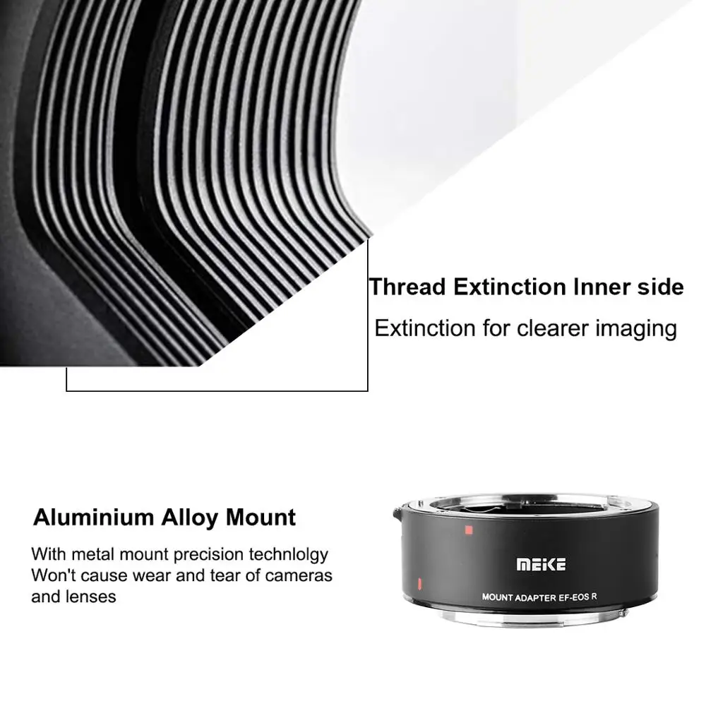 Meike Metal Lens Adapter EF-EOSR Auto-Focus Mount Converter for Canon EF Lens to EOS-R EOS-RP R5 R6 and RED Komodo Cameras