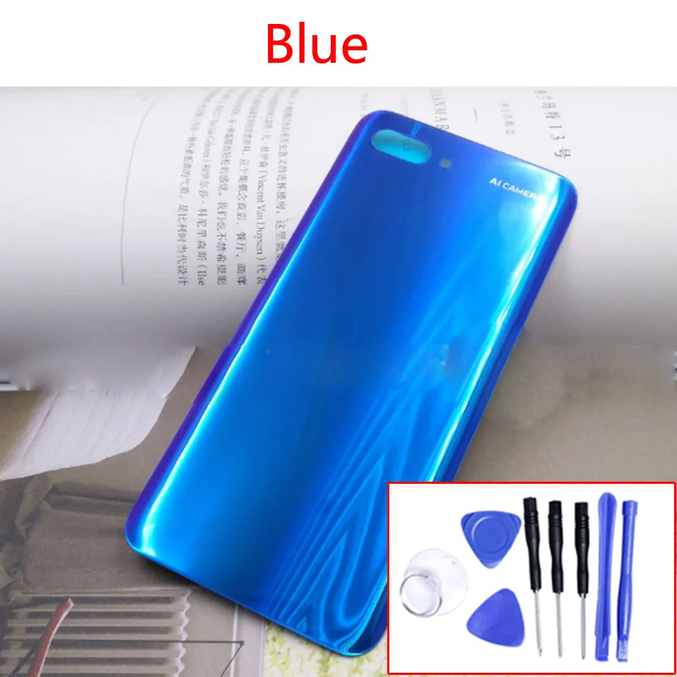 Для huawei Honor 10 Задняя стеклянная крышка батареи задняя дверь корпус чехол для Honor10 COL-AL00 AL10 TL00 Корпус Замена - Цвет: Blue-With tool