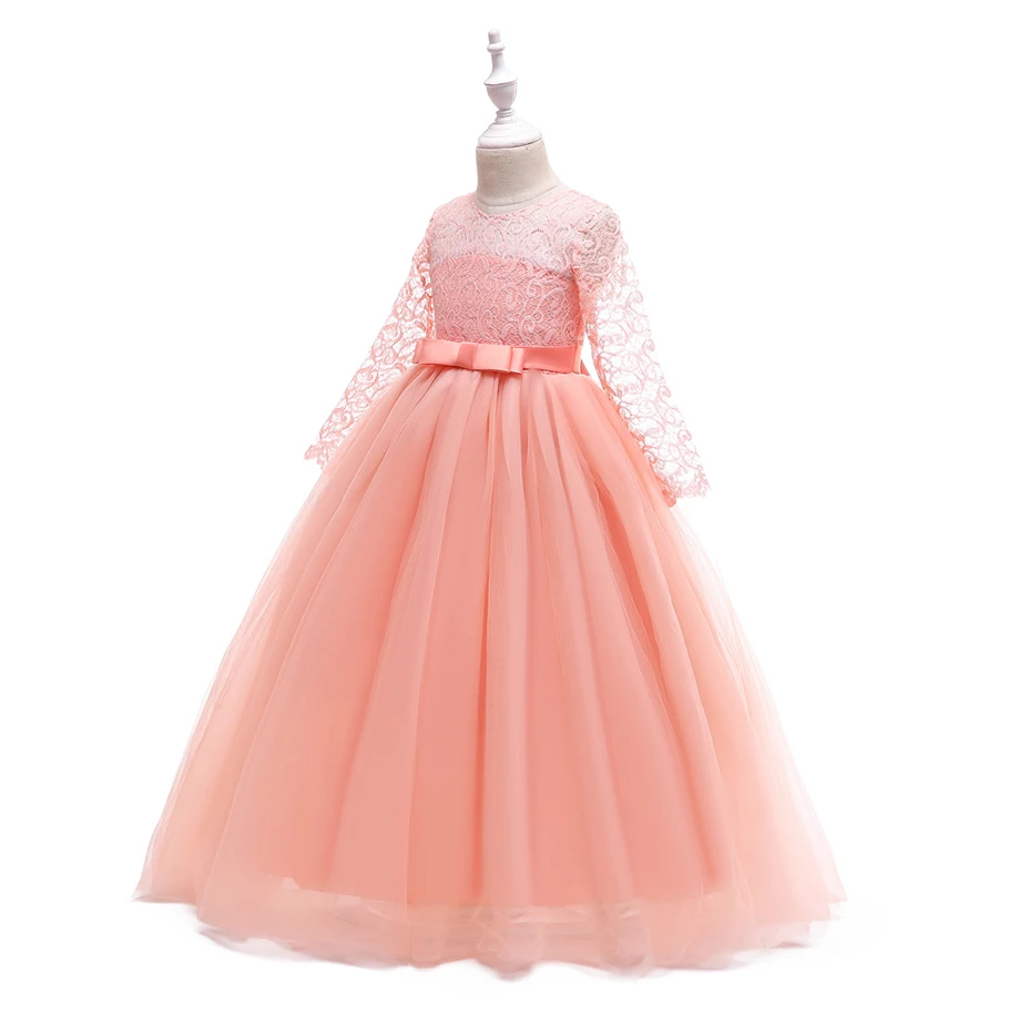 Новое Стильное длинное платье с цветами для девочек на свадьбу, vestidos de primera comunion, детское платье для первого причастия Пышное Бальное Платье для девочек