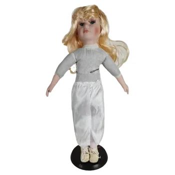

Vintage Style Porcelain Doll Collectible Long Hair Figures with Stand Toy