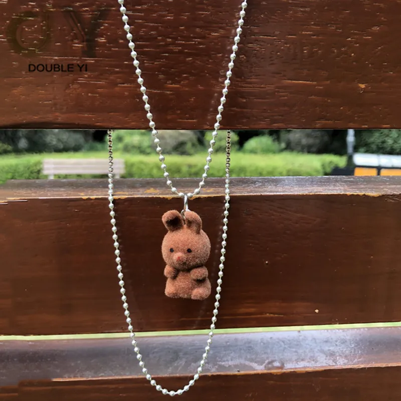 

2pcs/pack red Fall/winter flocking doll sweater chain Joker rabbit flocking jewelry Free shipping
